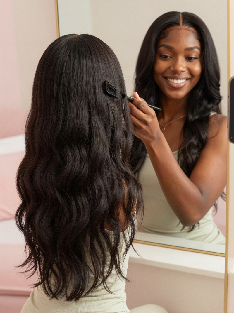 Styling baby hairs with an edge brush
